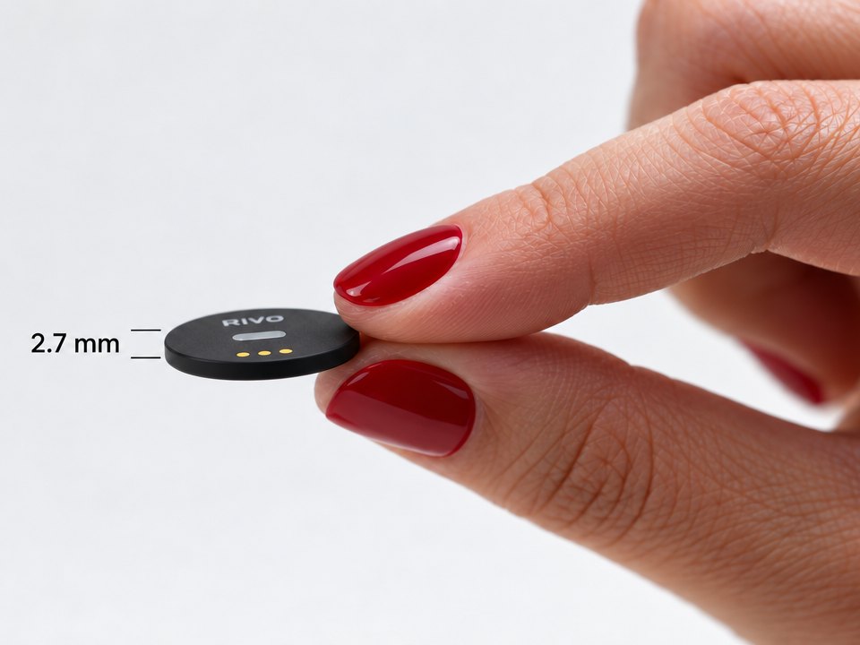 The 2.7mm HIYD sensor held between fingertips
